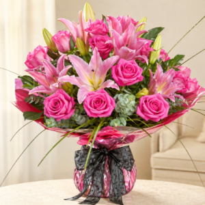 Bouquet Con Gili Rosa E Rose Rosa